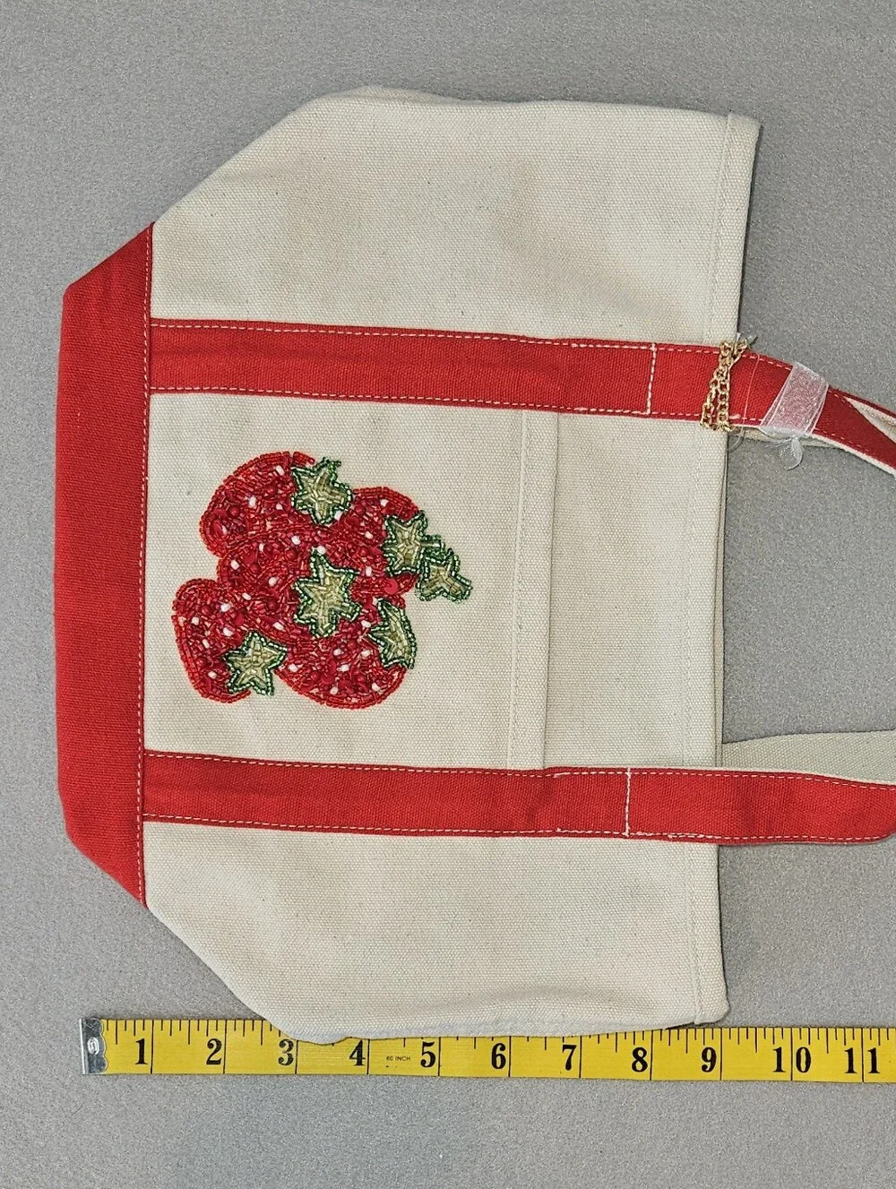 NWT Viral Beaded Strawberry Mini Canvas Tote & Coin Purse – Handcrafted in India